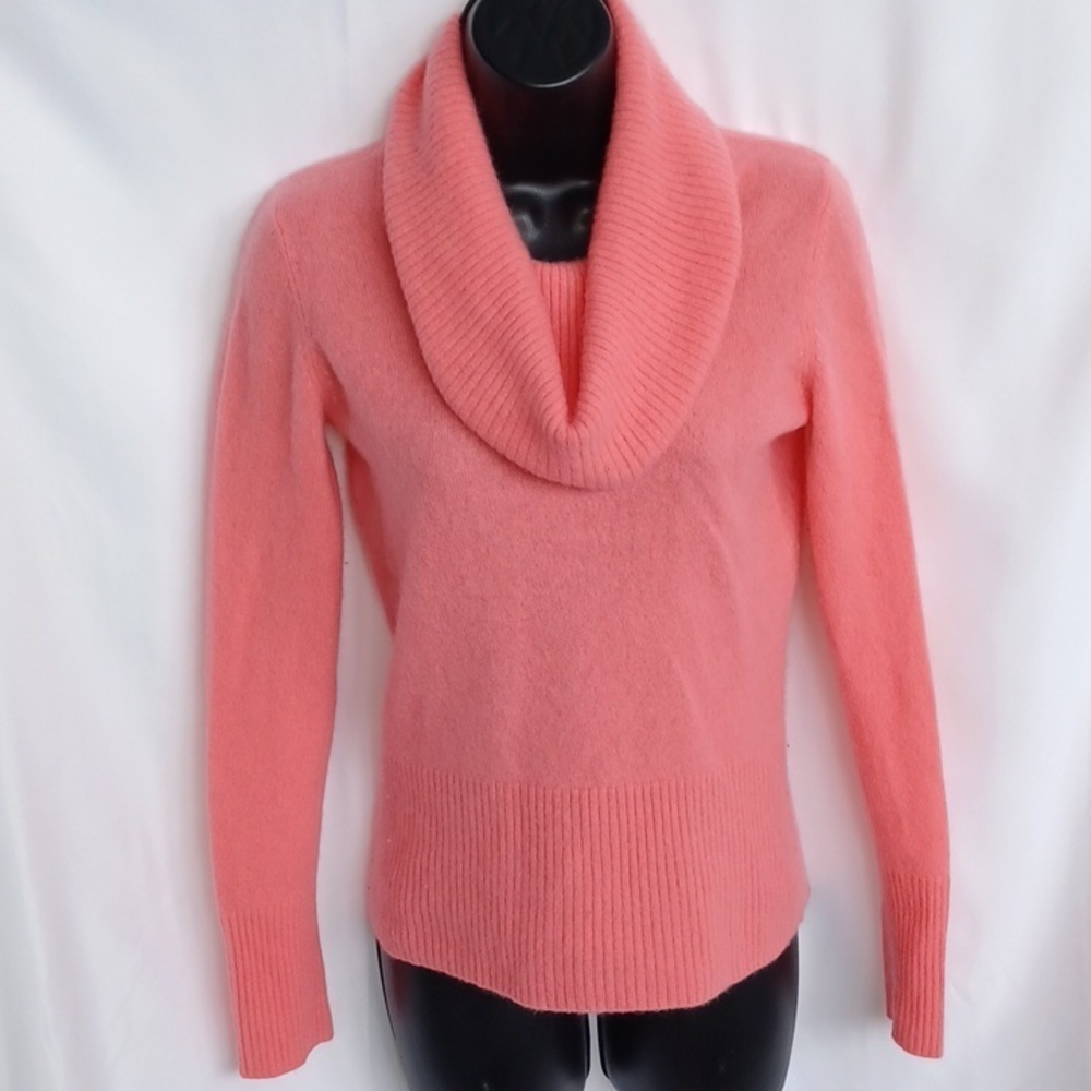 Apt 9 Pink/peach cashmere Cowl Neck pullover Sweater size M, 18" PTP, 22" L